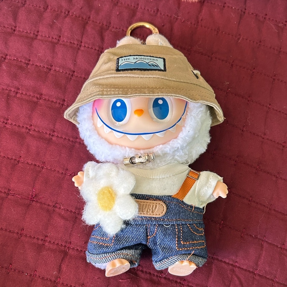 Cute Plush Toy with Hat and Overalls